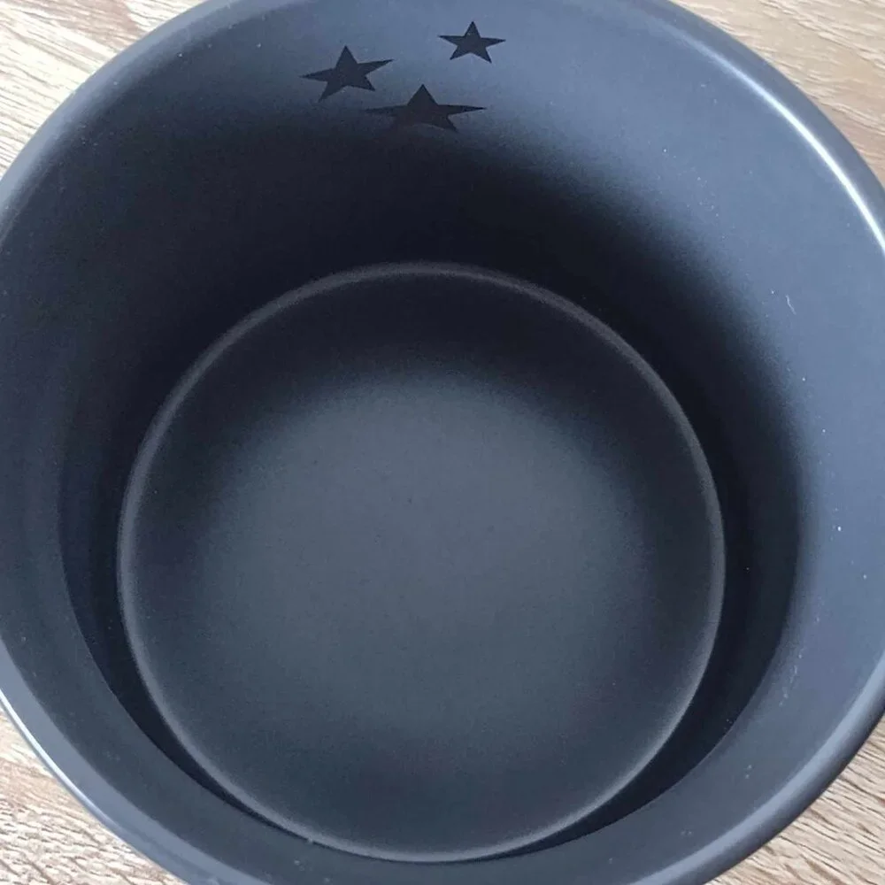 Starbucks‎ Coffee Mug 2018 Matte Black & Silver Glitter w/Stars 12oz
